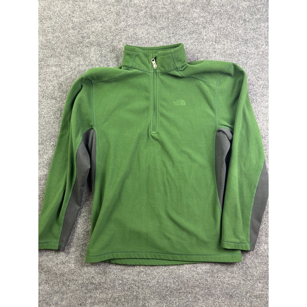 The North Face TKA 100 Fleece Pullover Mens Medium Green 1/4 Zip Layering Jacket